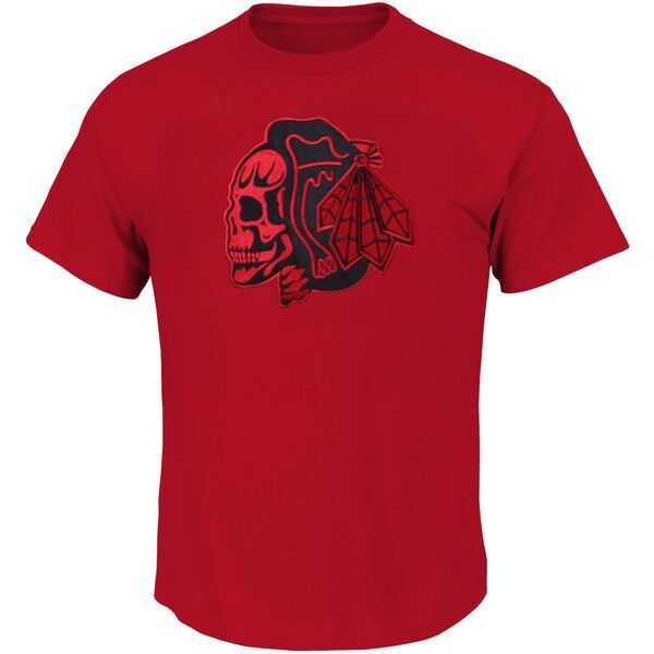 NHL Chicago Blackhawks Red Skull Head Red T-Shirt WEM,We sell and wholesale NHL Chicago Blackhawks Red Skull Head Red T-Shirt WEM on line form chian!